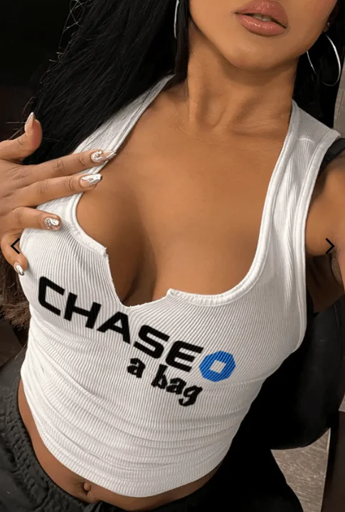 Chase A Bag Cropped Tank Top solid color tank