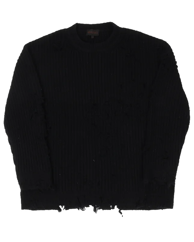 Season 3 Distressed Sweater Print Jacquard Patchwork
