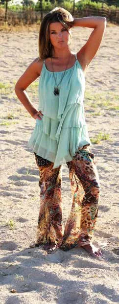 3 Lane Opal Flowing Tank Top turquoise tank top