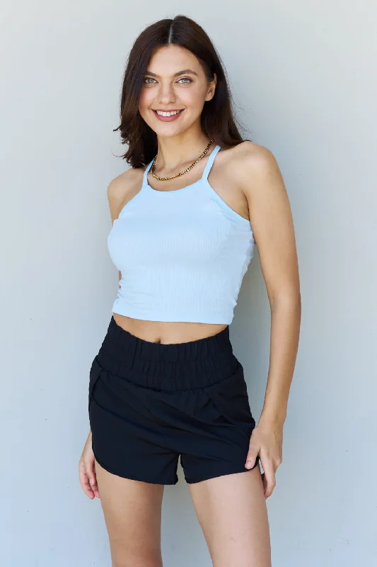 Ninexis Everyday Staple Soft Modal Short Strap Ribbed Tank Top in Blue cute tank top