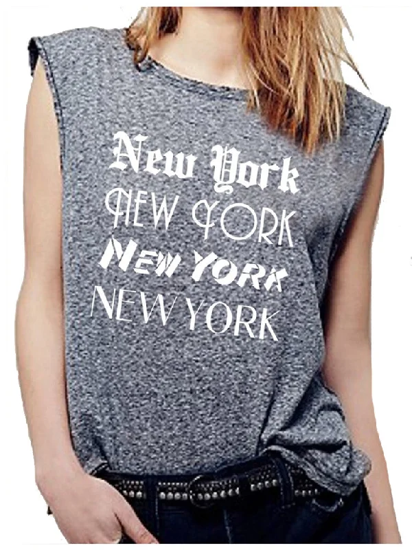 4th & Rose New York News Triblend Grey Muscle Tank turquoise tank top