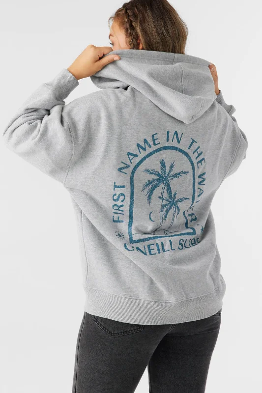 O'Neill BYRON HOODED OVERSIZED ZIP FLEECE JACKET - HEATHER GREY Zippered Front Buttoned Front Snap Front