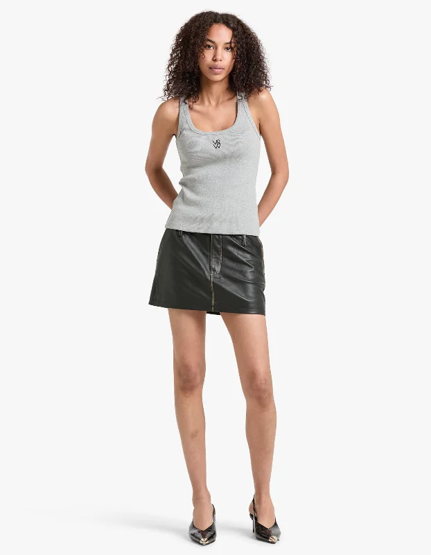 V&W Tank - Grey Marl cutout tank top