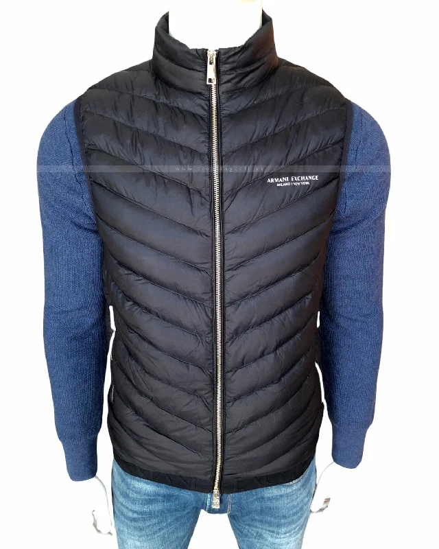 AX Sleeveless Duck Down Puffer Navy Blue Jacket Knit Fabric Woven Fabric Fleece Fabric AX Sleeveless Duck Down Puffer Navy Blue Jacket Knit Fabric Woven Fabric Fleece Fabric