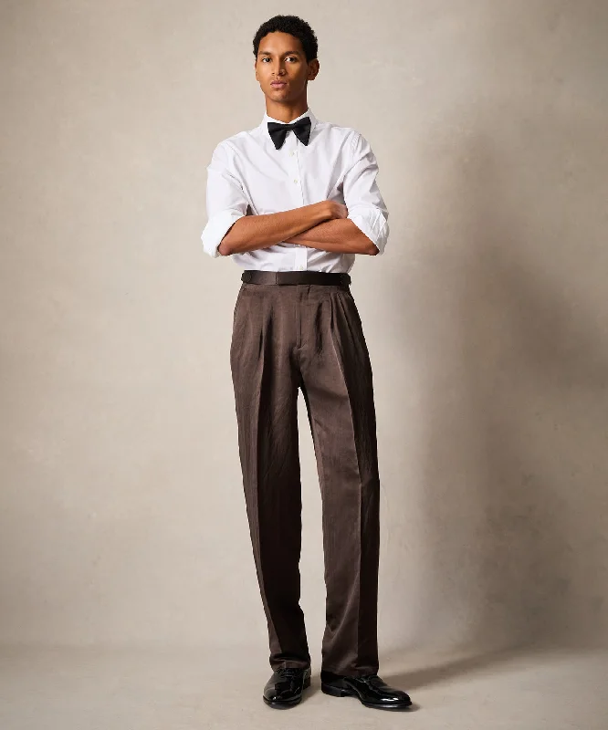Italian Relaxed Tuxedo Trouser High Waist Slim Fit Ankle Length