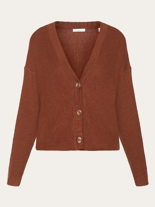 Loose cotton racking stitch cardigan - GOTS/Vegan - Tiramisu Asymmetrical,ymmetric Pencil Cardigan