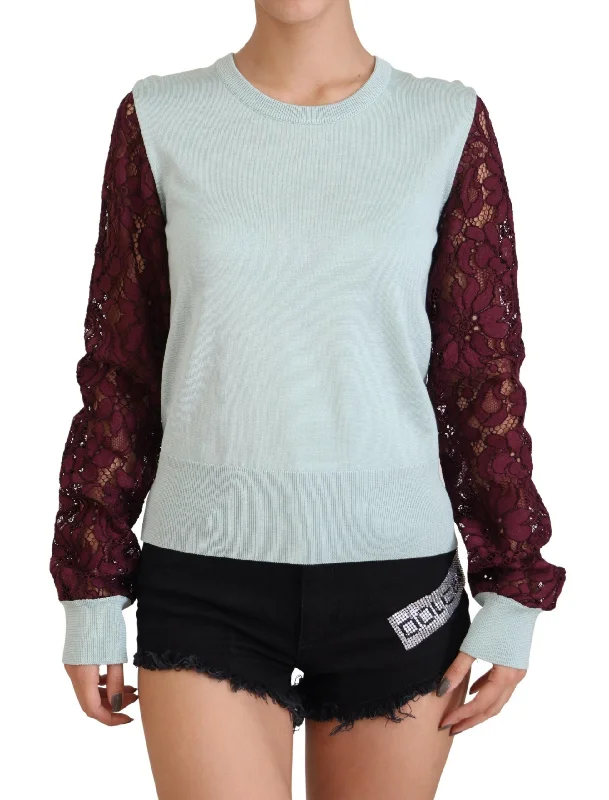 Dolce & Gabbana Elegant Multicolor Lace Silk Blend Sweater Solid Print Embellished