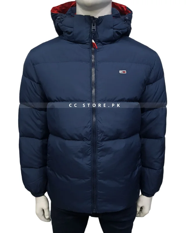 TH Navy Blue Puffer Jacket with Removable Hood Hoodie Zip-Up Jacket Button-Up Jacket TH Navy Blue Puffer Jacket with Removable Hood Hoodie Zip-Up Jacket Button-Up Jacket