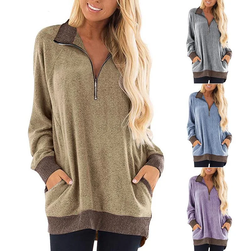 Long Sleeve Half Zip Sweater Collared Crew Neck Turtle Neck