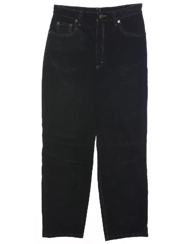 Black Suede Trousers - W26 L27 Trousers Lace Delicate