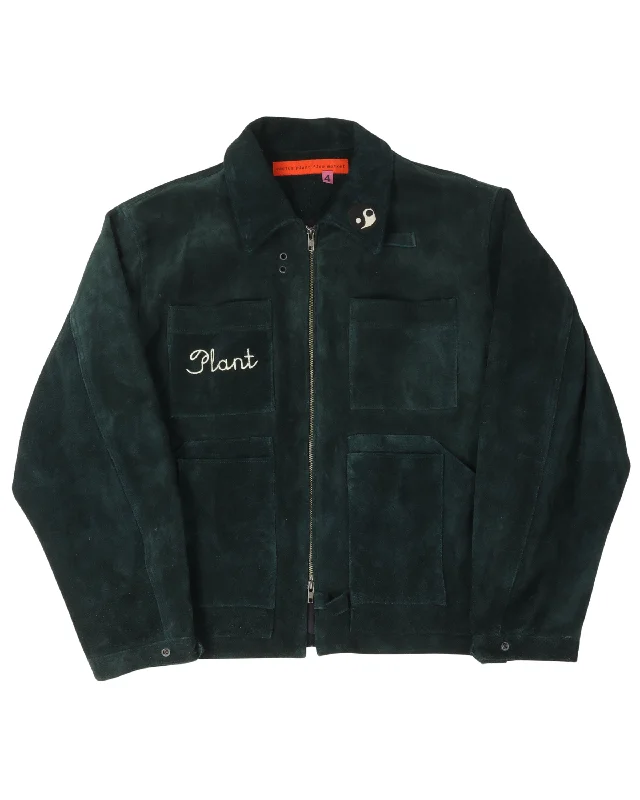 Green Suede Jacket Collared Jacket Crew Neck Jacket Turtle Neck Jacket