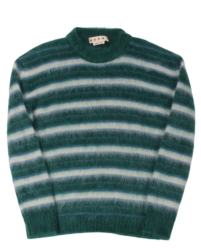 Striped Mohair Sweater Terry Blend Velvet Blend Canvas Blend