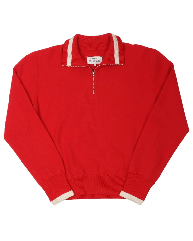 Half Zip Sweater Front Pockets Side Pockets Patch Pockets