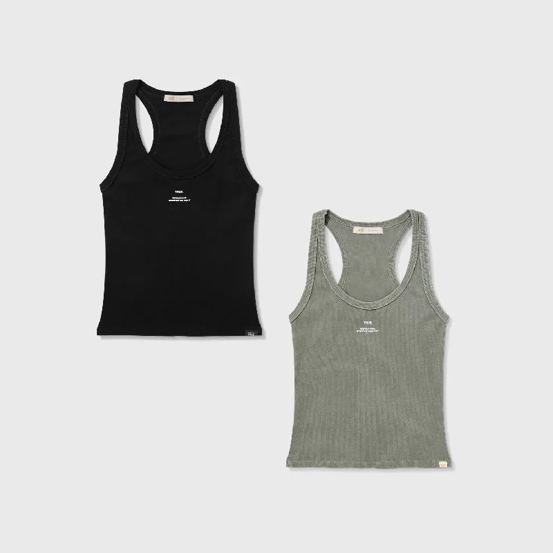 Ribbed Tank Tops Pack X 2 - Black & Gray lace tank top