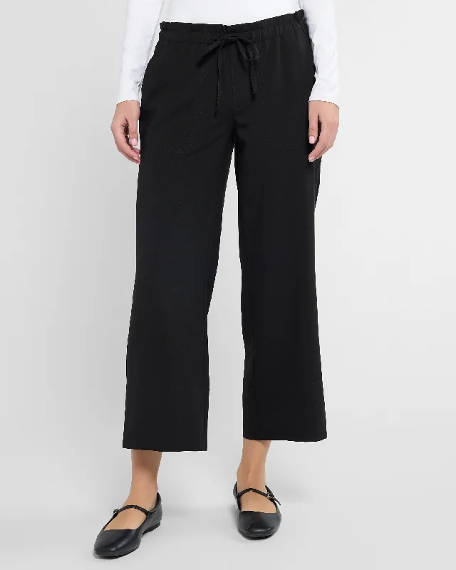 Pull On Wide Leg Crop Trouser Trousers sophisticated sleek