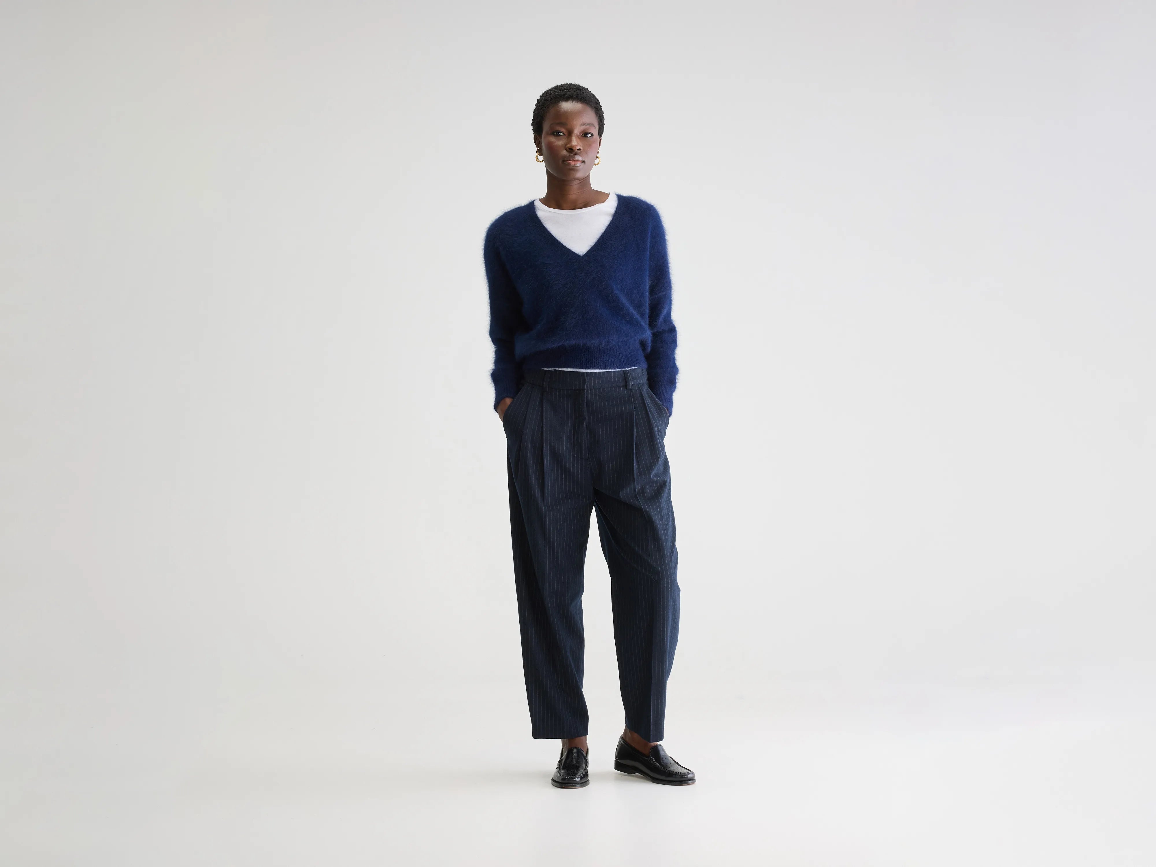 Valdo tailored trousers (251 / W / STRIPE A) High Waist Slim Fit Ankle Length
