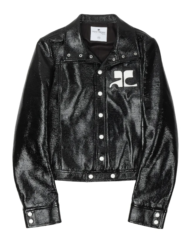 Reflective Vinyl Jacket Quilted Jacket Puffer Jacket Insulated Jacket