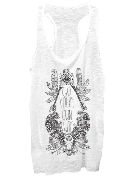 Birdblack Go Your Own Way Tank Slub Racer Back Tank black tank top