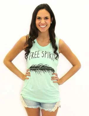 Free Spirit Feather Tank Top metallic tank top