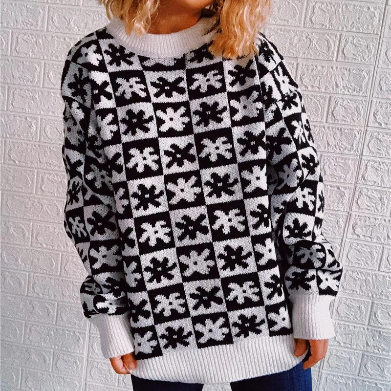 Small Plaid Crewneck Knit Sweater for Autumn and Winter Satin Fabric Silk Fabric Chiffon Fabric Small Plaid Crewneck Knit Sweater for Autumn and Winter Satin Fabric Silk Fabric Chiffon Fabric