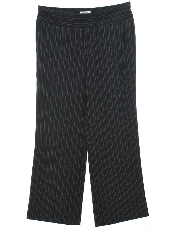 Black Striped Trousers - W32 L28 Trousers Silk Elegant