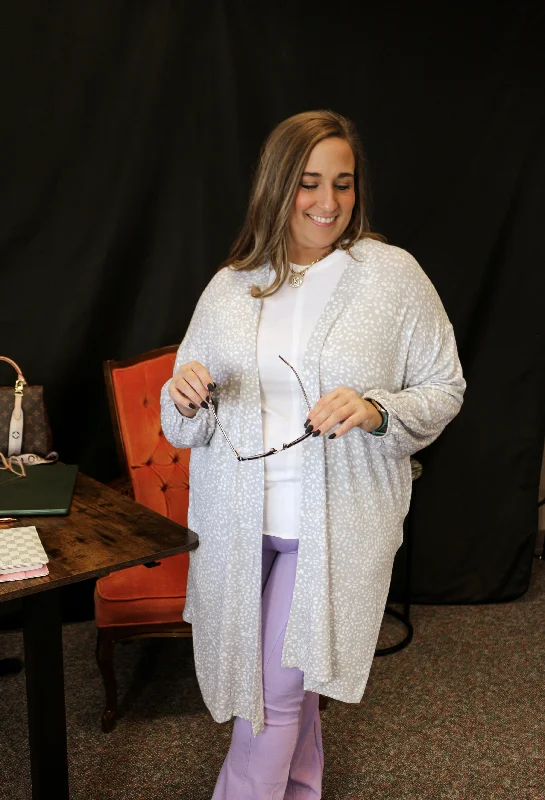 Tallulah Grey Dotted Cardigan Fitted Slim Tailored