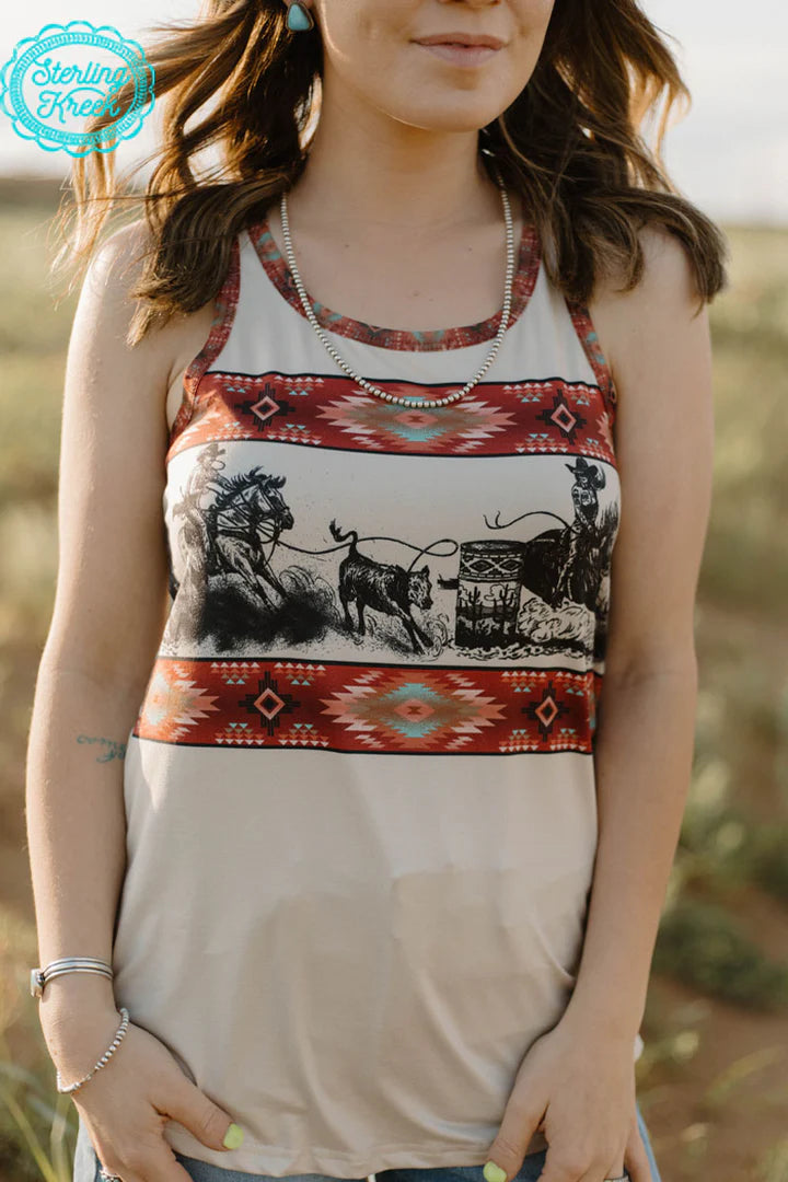 Rodeo Princess Tank Top beige tank top