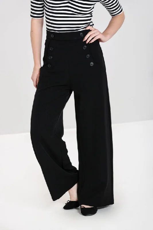 Carlie Swing Trousers - Navy Trousers Flared Retro