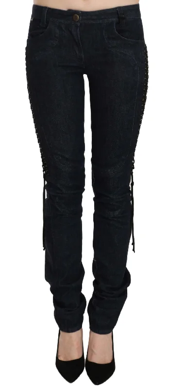 Just Cavalli Elegant Low Waist Skinny Trousers Trousers Running Lightweight