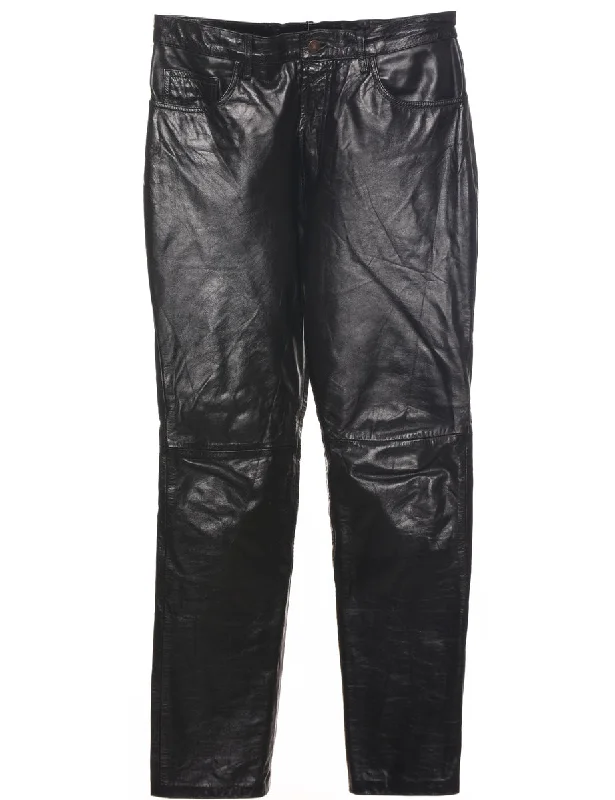 Black Leather Trousers - W30 L30 Trousers Denim Blue