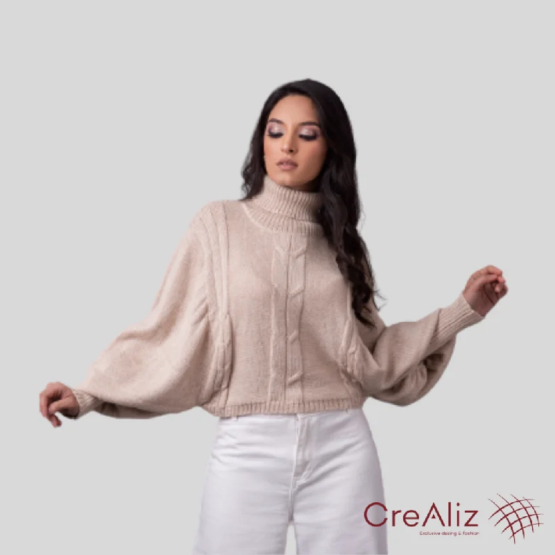 Luis Glow Sleeve Turtleneck Sweater Mesh Sweater Canvas Denim