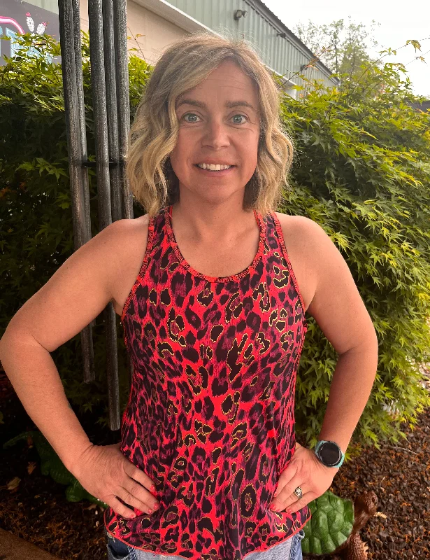 Cowgirl Tuff Flowy Watermelon Leopard Tank Top cozy tank top