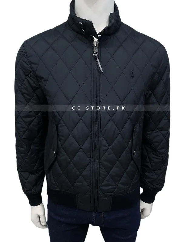 RL Diamond Quilted Black Jacket Toggled Jacket Drawstring Jacket Belted Jacket