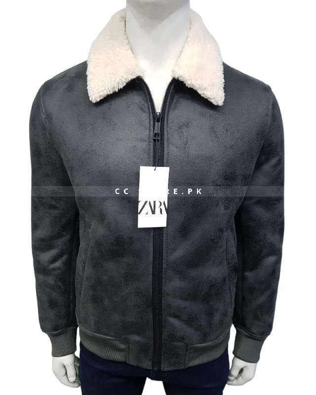ZR Man Fur Collar Grey Suede Jacket (404) Fitted Jacket Loose Jacket Oversized Jacket ZR Man Fur Collar Grey Suede Jacket (404) Fitted Jacket Loose Jacket Oversized Jacket