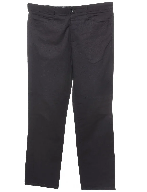Black Classic Straight-Fit Trousers - W34 L28 Trousers Tapered Slim Fit
