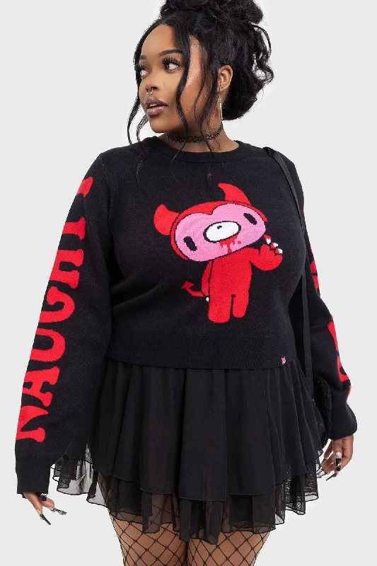 Naughty Grizzly Knit Sweater Front Pockets Side Pockets Patch Pockets