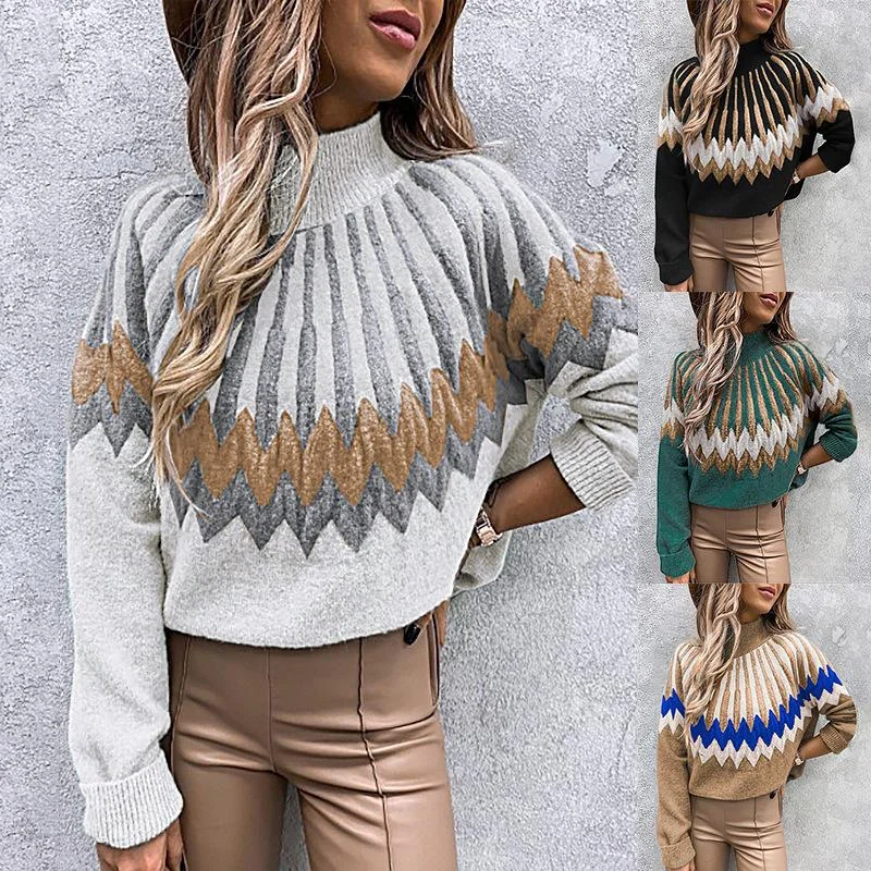Long Sleeve Knitted Sweater Fitted Slim Tailored