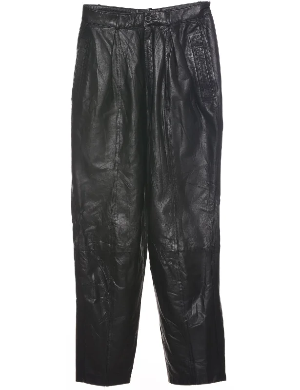 Black Leather Trousers - W26 L27 Trousers Striped Patterned