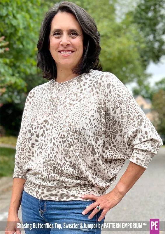 Chasing Butterflies | Batwing Top & Sweater Sewing Pattern Zippered Front Buttoned Front Snap Front