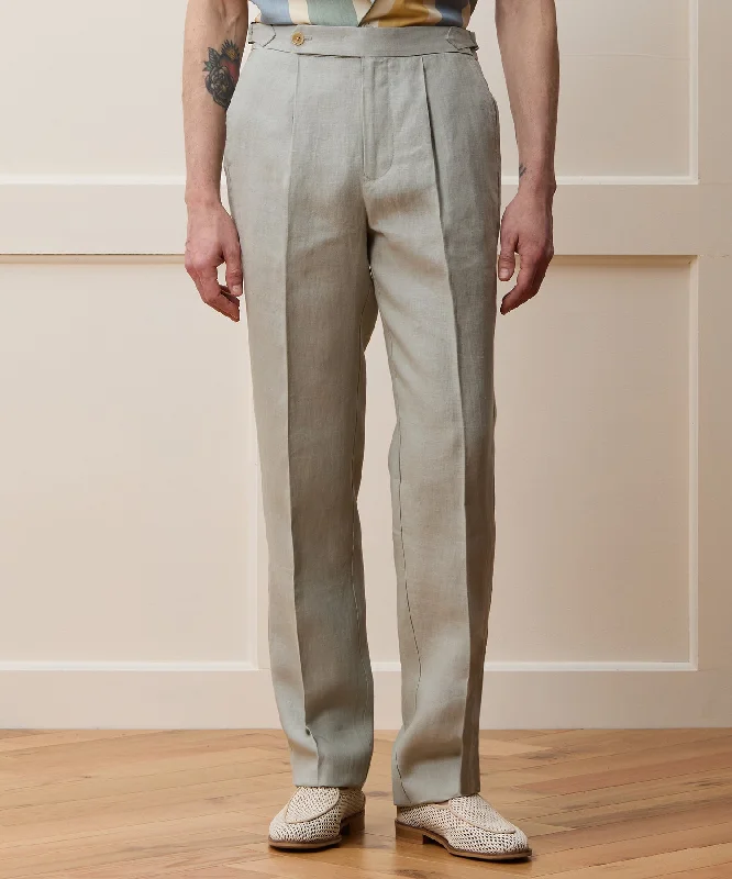 Irish Linen Side Tab Trouser Trousers Low Rise Relaxed