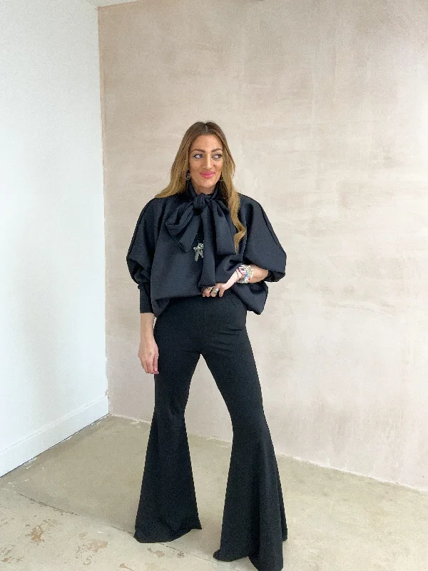 Extreme Flare Jersey Trousers In Black Trousers Fleece Cozy