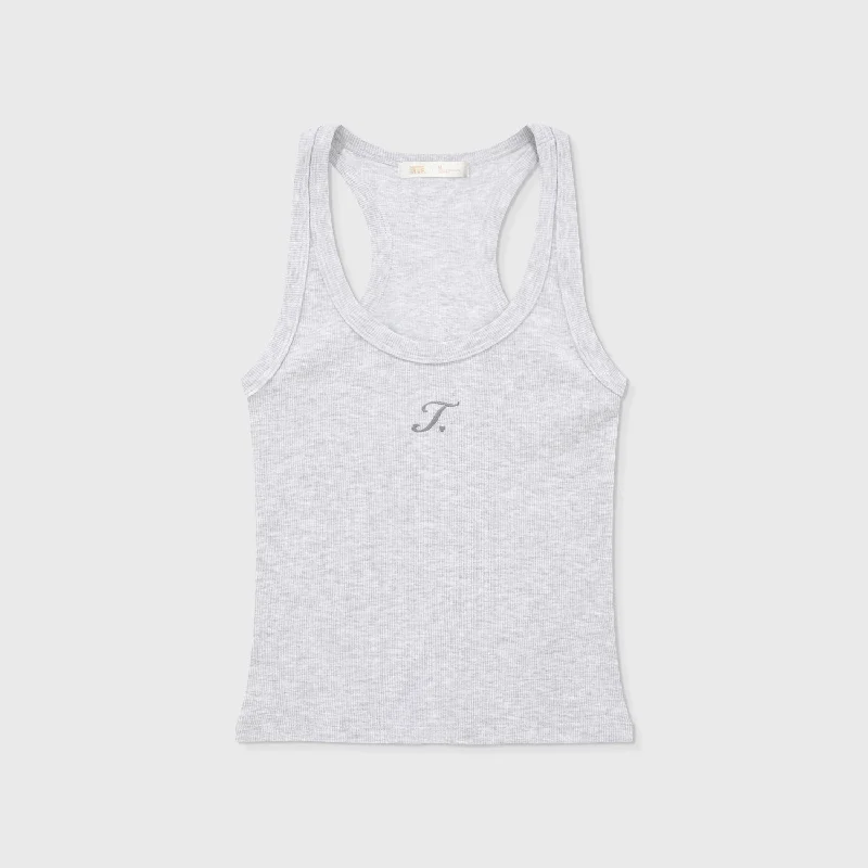 The Journey Ribbed Tank Top - Gray crew neck tank