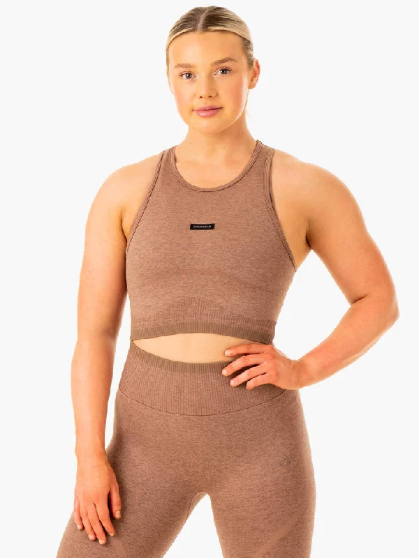Ryderwear | Excel Seamless Tank - Mocha Marl metallic tank top