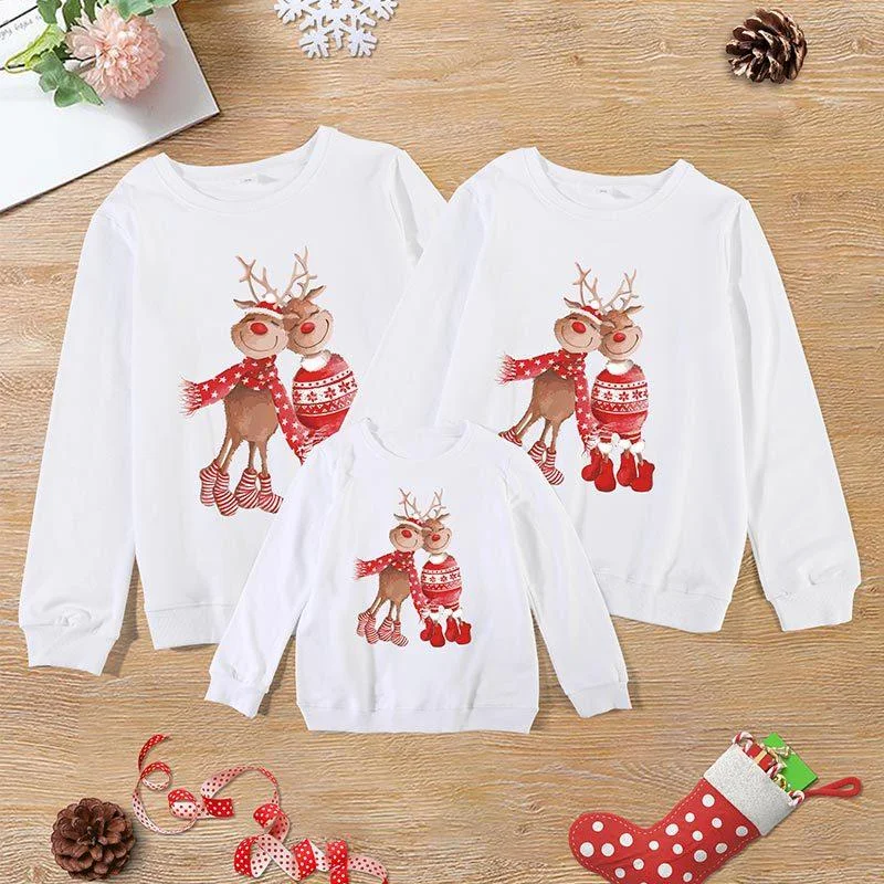 Christmas cartoon cute elk printed warm sweater family of three series Sweater Knitwear Pullover Christmas cartoon cute elk printed warm sweater family of three series Sweater Knitwear Pullover