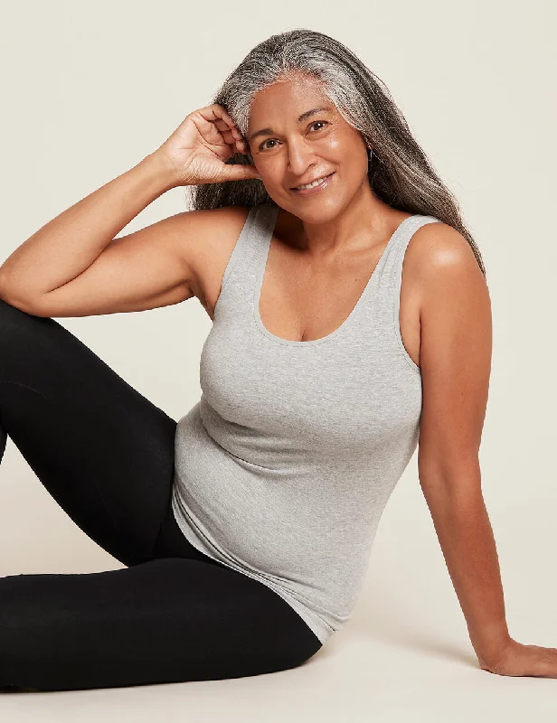 Tank Top - Light Grey Marl floral tank top