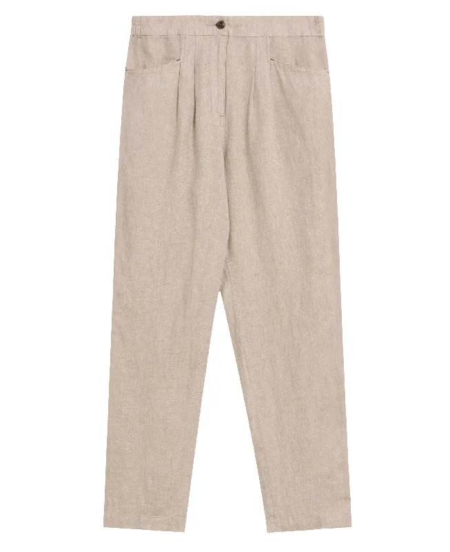 Rowena Linen Trouser - Light Natural Trousers sophisticated sleek