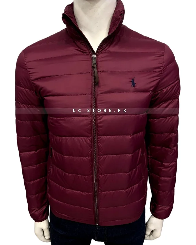 RL Packable Duck Down Full Sleeve Puffer Red Wine Jacket Bomber Jacket Anorak Windbreaker RL Packable Duck Down Full Sleeve Puffer Red Wine Jacket Bomber Jacket Anorak Windbreaker
