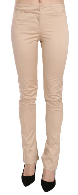 Just Cavalli Elegant Cream Low Waist Skinny Trousers Trousers Gym Athletic