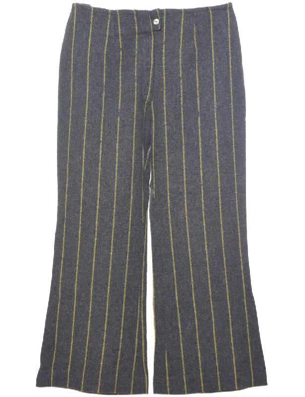 Boot Cut Striped Pattern Trousers - W30 L25 Trousers Essential Wardrobe