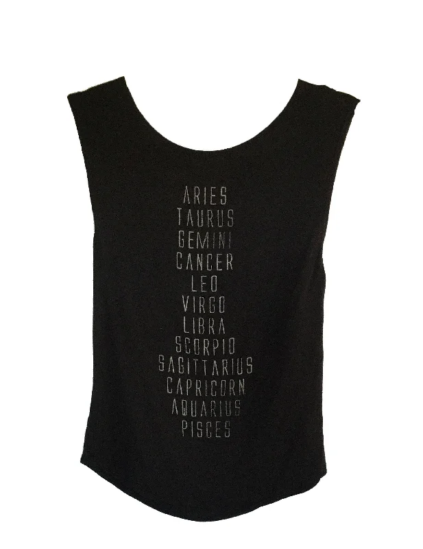 4th & Rose Horoscope Zodiac Black Scoop Muscle Tank bronze tank top